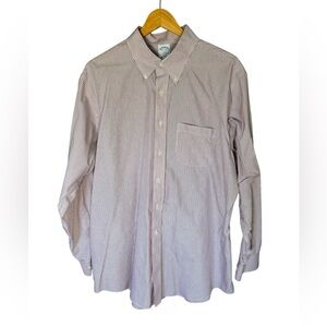 Brooks Brothers Red and White Stripe Button-Down Dress Shirt